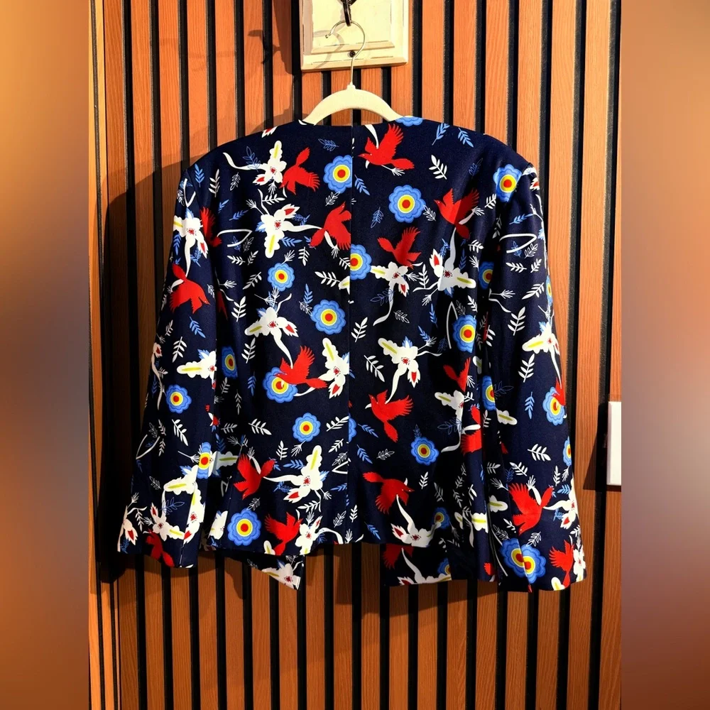 JM STUDIO BY JOHN MEYER Floral Navy Jacket‎ SZ 16